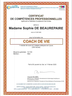 certification coach de vie Sophie de Beaurepaire